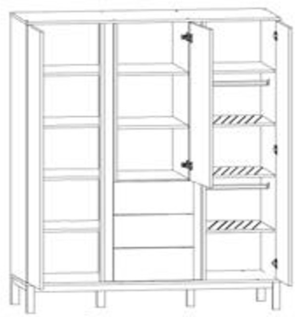 Třídílná šatní skříň Faktum Loop Grey & Oak