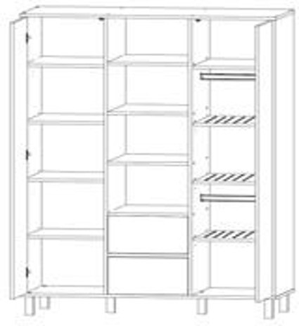 Třídílná šatní skříň Faktum Wing Grey Oak & Grey