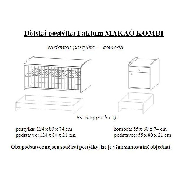 Dětská postýlka Faktum MAKAÓ KOMBI motiv Žirafa