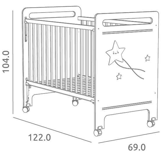Dětská postýlka Trama GALAXIA White 60 x 120 cm