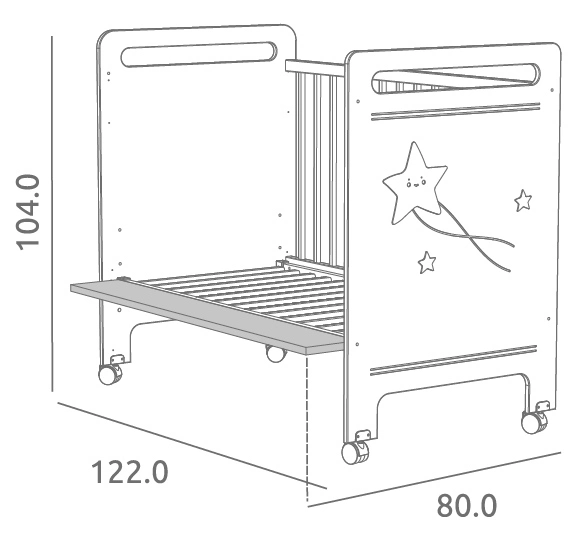 Dětská postýlka Trama GALAXIA White 60 x 120 cm