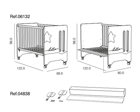 Dětská postýlka Trama HELLO STAR White/Castello 60 x 120 cm