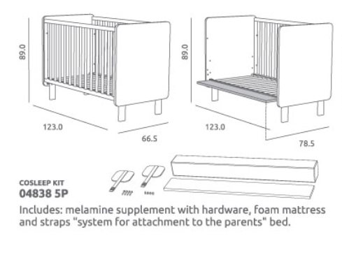 Dětská postýlka Trama MUSA White 60 x 120 cm