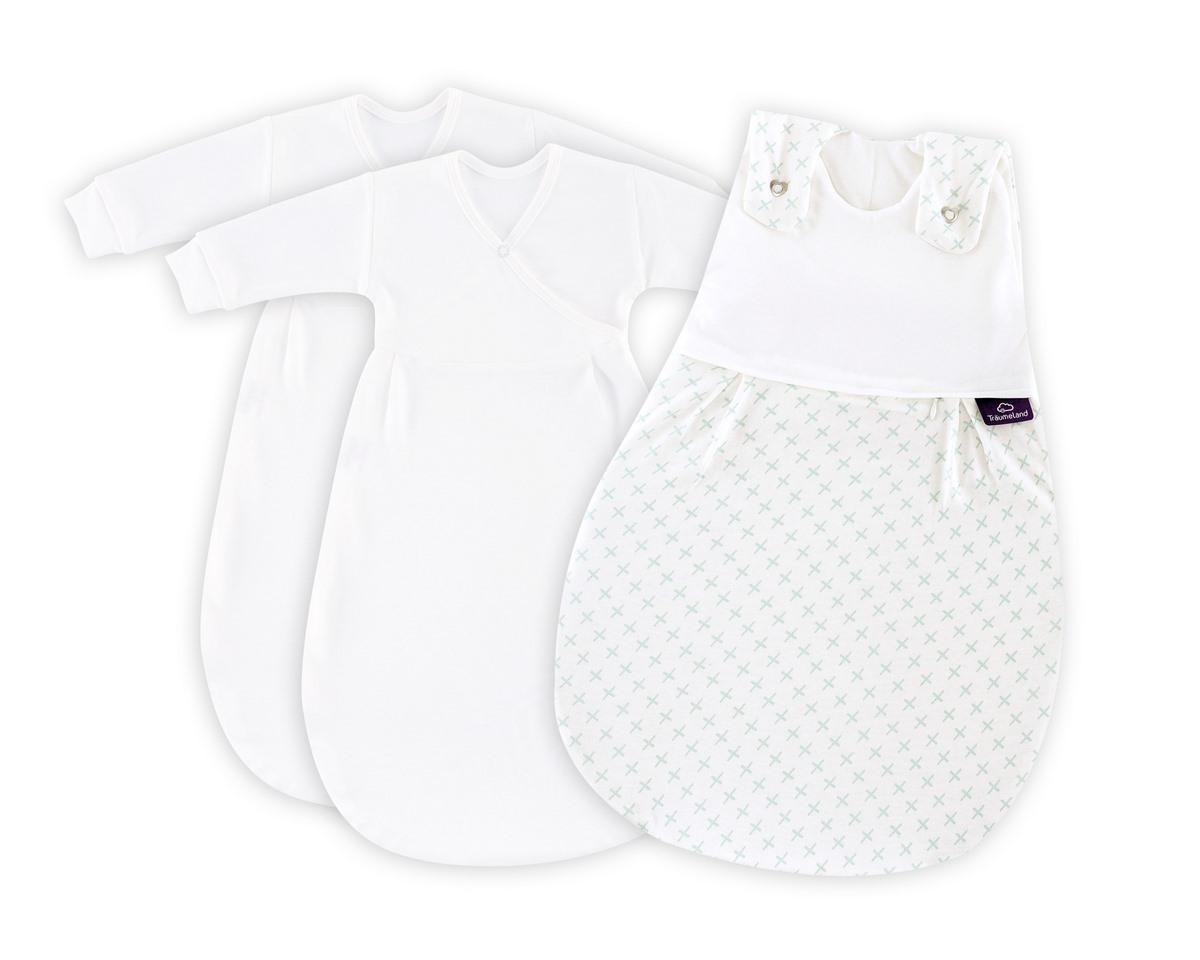 Spací pytel Träumeland Liebmich 3dilný set Kreuzchen mint 80/86