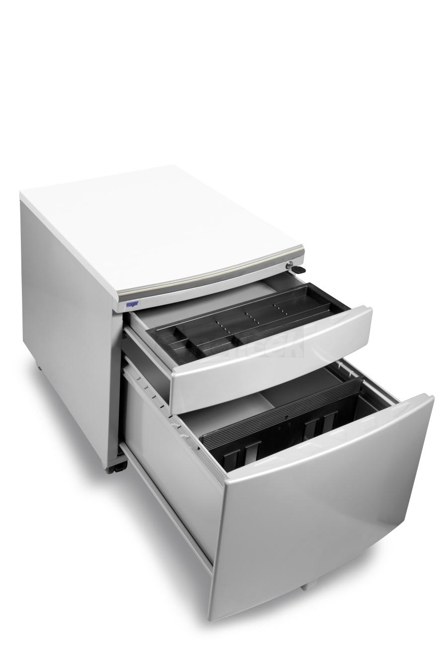 Kontejner ke stolům Mayer PROFI3 a Junior stříbrný + deska bílá