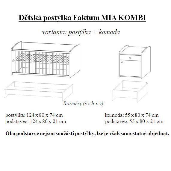 Dětská kombi postýlka Faktum Mia PopUp 70 x 120 cm