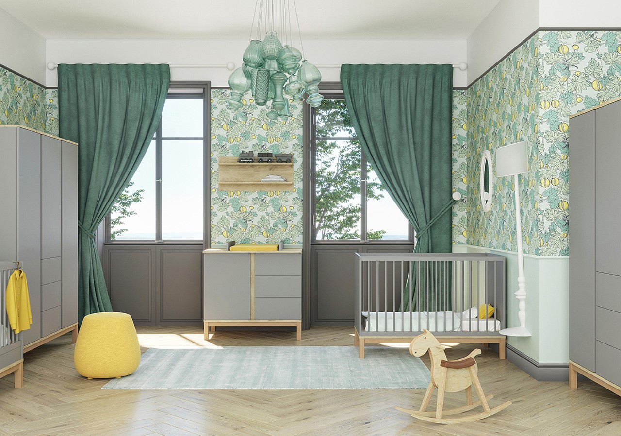 Dětská postýlka Faktum Loop Grey & Oak 60 x 120 cm