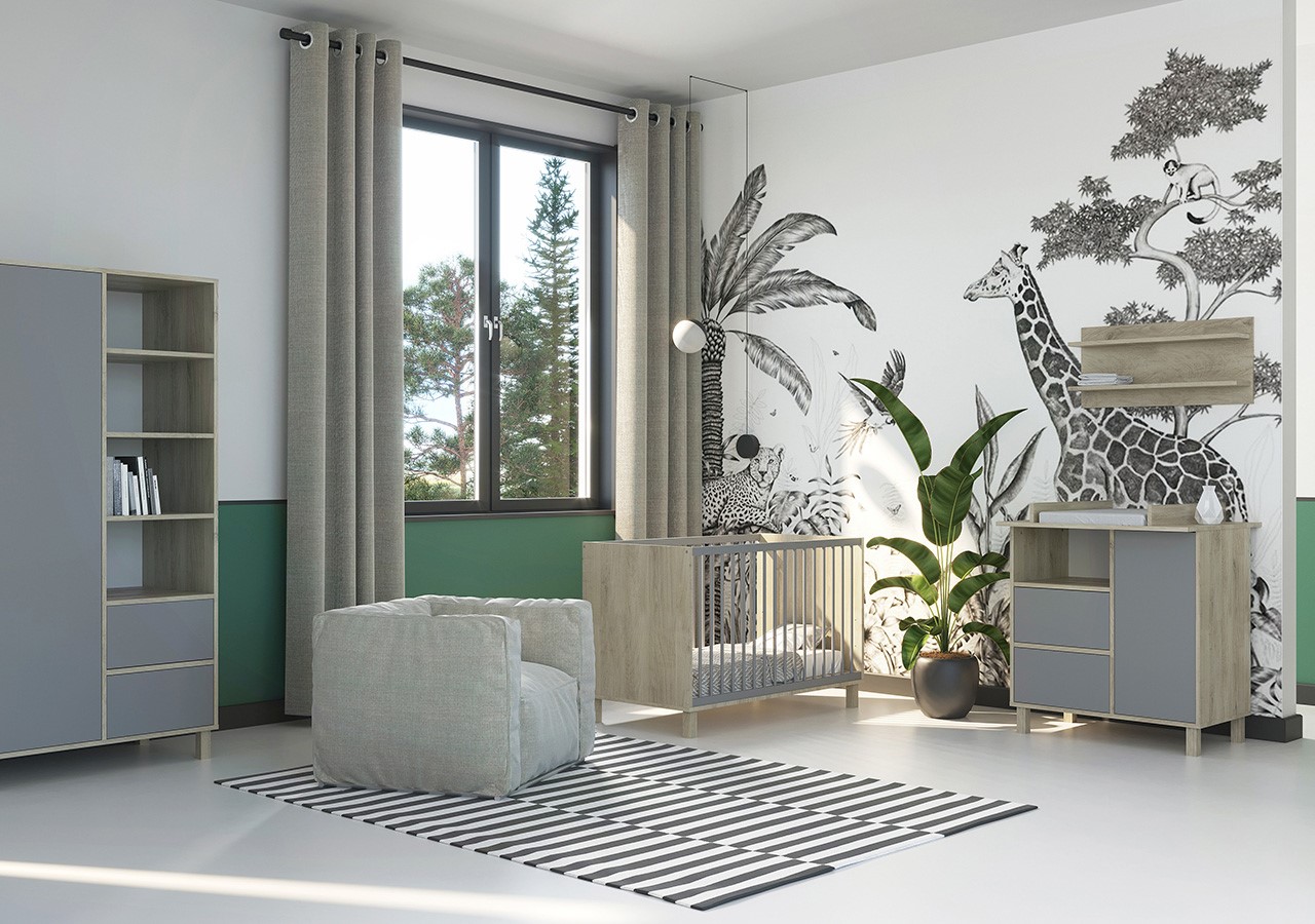 Třídílná šatní skříň Faktum Wing Grey Oak & Grey