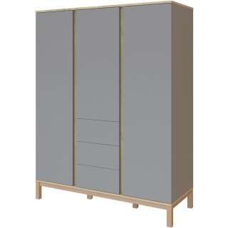 Třídílná šatní skříň Faktum Loop Grey & Oak