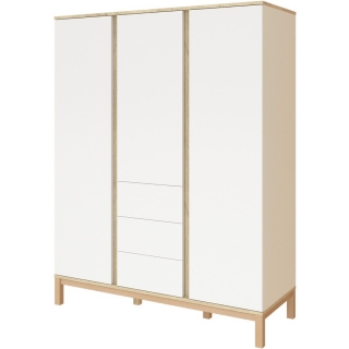 Třídílná šatní skříň Faktum Loop White & Oak
