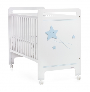 Dětská postýlka Trama GALAXIA White/Baby Blue 60 x 120 cm