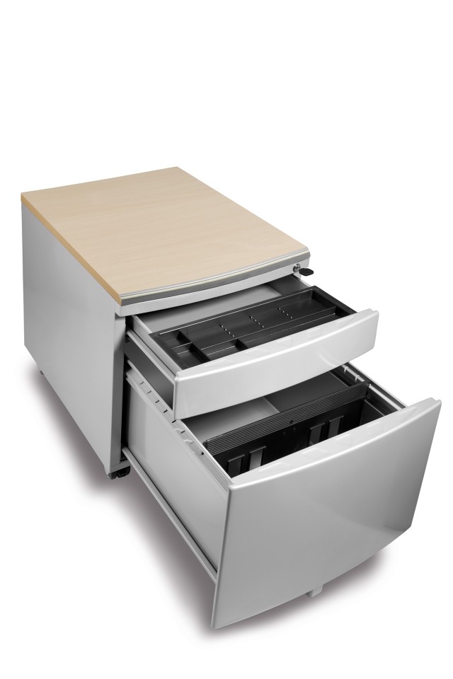 Kontejner ke stolům Mayer PROFI3 a Junior stříbrný + deska javor